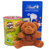 Cute Teddy Bear with Chocolate & Pringles