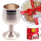 Silver Wine Glass with Dry Nuts & Best Aama Printed Mug