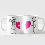 Couple Connected with Heart Mug Set