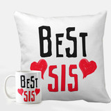 "Best Sis" Printed Cushion & Mug