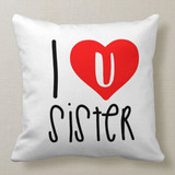"I Love U Sister" Printed Cushion & Mug