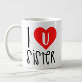 "I Love U Sister" Printed Cushion & Mug