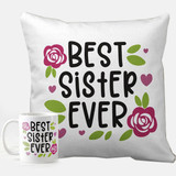"Best Sister Ever" Printed Cushion & Mug