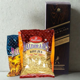 JW Double Black Whisky and Namkeens