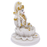 Marble Laxmi ji Sitting On a Lotus - 6.5''