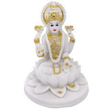 Marble Laxmi ji Sitting On a Lotus - 6.5''