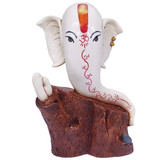 White Ganesh ji Trunk Statue 11''