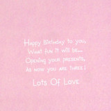 Birthday Cheers for 3 year Pink - Greeting Card - Send gifts to Nepal