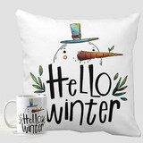 ''Hello Winter'' Printed Cushion & Mug Gift