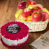 Seasonal Mix Fruits Basket & Red Velvet Cake Combo CC-27