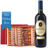 Assorted Sweets Big Box from Angan and Red Wine