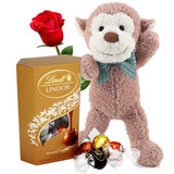 Lindt Assorted Swiss Chocolate With Cute Baby Monkey (Free Rose)