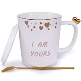 'I am Yours' Printed Ceramic Mug With Lid & Spoon