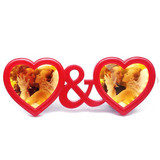 Double Heart Beautiful Red Mirror Light Photo Frame