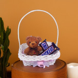 Snickers Chocolate Bar With Cute Mini Teddy in Carrying Basket