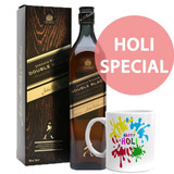 JW Double Black Whisky With 'Happy Holi' Printed Mug