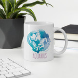 'Aquarius' Zodiac Sign Printed Cushion & Coffee Mug