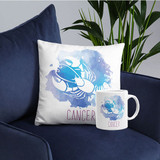 'Cancer' Zodiac Sign Printed Cushion & Coffee Mug