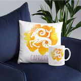 'Capricorn' Zodiac Sign Printed Cushion & Coffee Mug