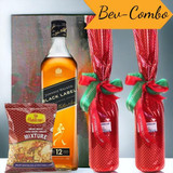 JW Black Label 1000ml, 2 x Sweet Red Wine Namkeen Combo