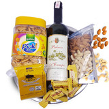 Sweet Red Wine, Cheese, Dry Nuts & Cocktail Crackers Gift Tray