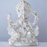 Silver Idol of Lord Ganesh Ji and Goddess Laxmi