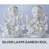 Solid Pure Silver Idol of Lord Ganesh Ji and Goddess Laxmi