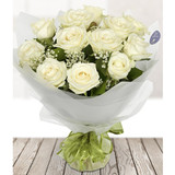 One Dozen White Roses Bunch