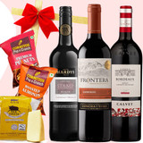 3 Red Wine Hamper with Yak Hard Cheese and Snacks