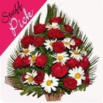 Red Roses White Gerbera Love Basket