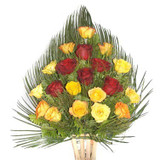 Red and Yellow Mix Roses Basket