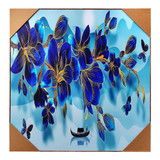 Beautiful Blue Floral Design Wall Decor Painting Print 20''