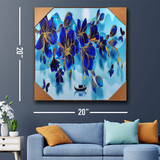 Beautiful Blue Floral Design Wall Decor Painting Print 20''