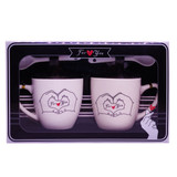 ''For You'' Printed White Ceramic Couple Mug With Spoon