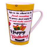 ''Happy Birthday To You'' Printed Ceramic Mug 5'' - Yellow