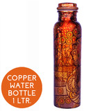Pure Copper Water Bottle 1 Litre - Printed Design
