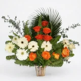 Red Roses and White Gerbera Love Basket