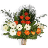 Red Roses and White Gerbera Love Basket