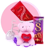 Lindt Lindor Milk Swiss & Cadbury Chocolates With Teddy in Rickshaw