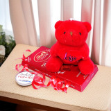 Cute Red Teddy Bear With Lindt Lindor Milk Swiss Chocolate