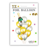 Inflatable Champagne Foil & Latex Balloon - Golden/Grey