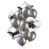 Party Star, Heart Foil and Silver Latex Balloon 10 Pcs Pack