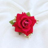 Mix Red Pink Rose Velvet Hair Flower Clip