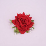 Red Rose Velvet Hair Flower Clip