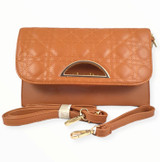 Camel Brown Clutch Purse With Magnetic Closure