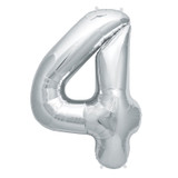 Foil Balloon Number "4" - Silver