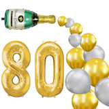 80 Birthday Decoration - Number 80 Foil Balloon, Champagne Foil & Latex Balloon