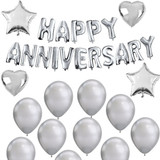 Happy Anniversary Decoration With Star, Heart Foil And Latex Balloons