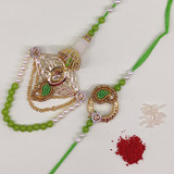 Kundan Design Bhaiya Bhabhi Set - Green
