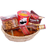 JW Red Label 200ml, Almond, Namkeen And Pringles Combo Basket